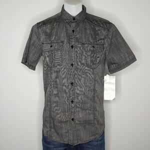 ✨3/$15 NWT Chalc black grey short sleeve button up S